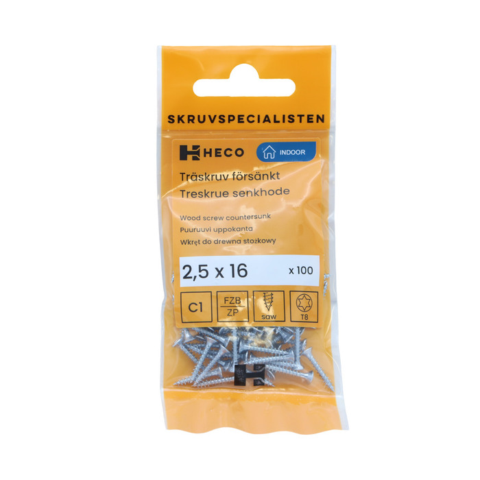 Träskruv TFT 2,5 x 16 mm 100-pack Heco
